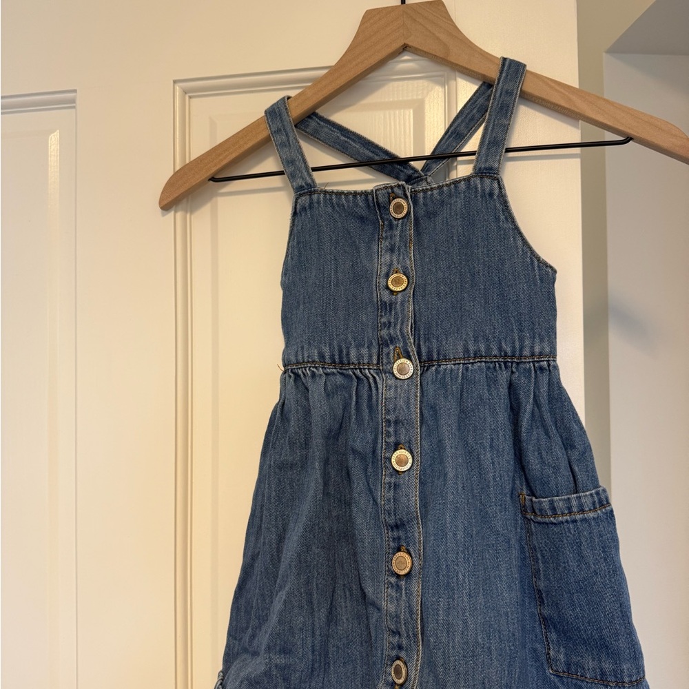 Zara Kids Denim Overalls with Button Accents